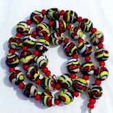 Colorful Glass and White Heart Venetian Glass Beads Necklace BB-11